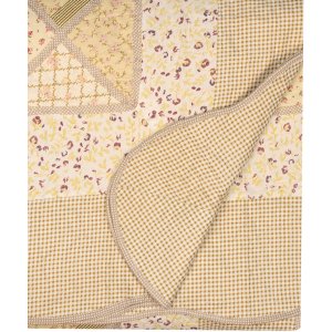 Clayre & Eef Q198.060 Cuvertură de pat 180x250cm cu husă de pernă Patchwork Bej