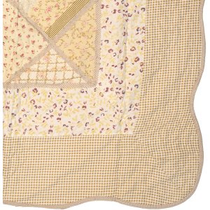 Clayre & Eef Q198.060 Cuvertură de pat 180x250cm cu husă de pernă Patchwork Bej