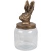 Clayre & Eef 6GL4952 Borcan de depozitare cu capac Bunny Sticlă aurie Ø 16x33 cm