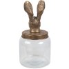 Clayre & Eef 6GL4952 Borcan de depozitare cu capac Bunny Sticlă aurie Ø 16x33 cm