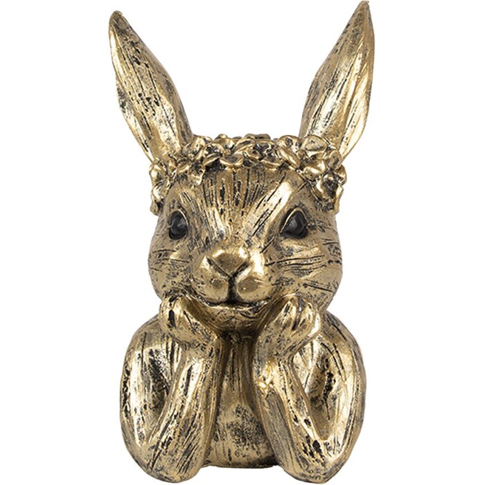 Clayre & Eef 6PR5102 Suport lumânare Rabbit Gold 9x8x15 cm