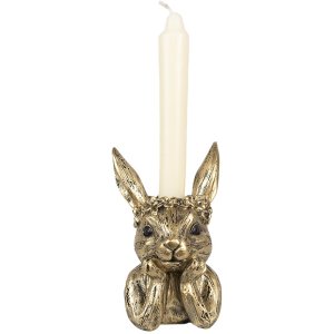 Clayre & Eef 6PR5102 Suport lumânare Rabbit Gold 9x8x15 cm