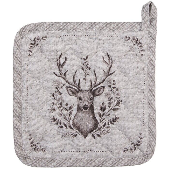 Clayre & Eef GTW45 Potholder Bej Maro Bumbac 20x20 cm Stil rustic