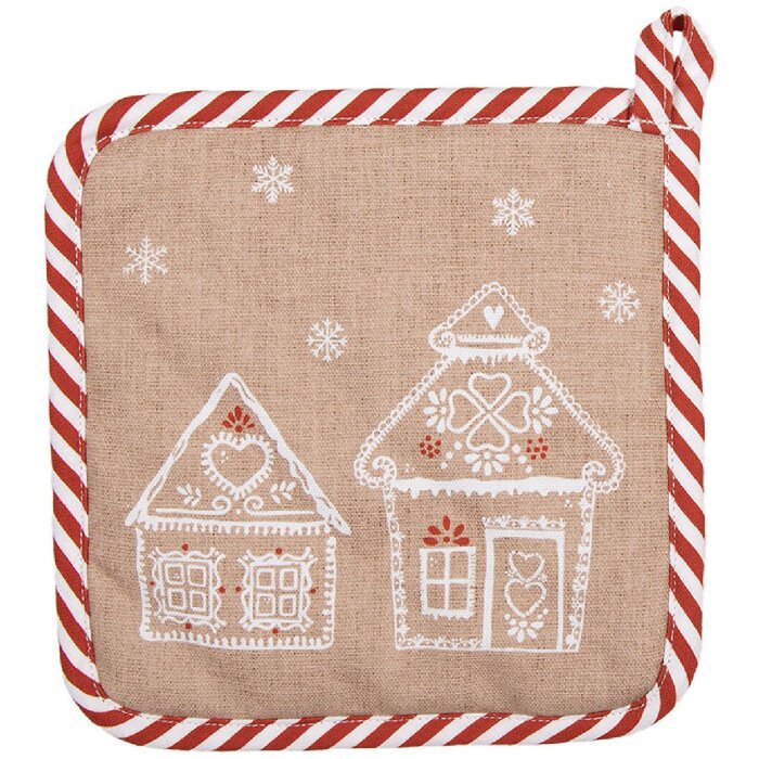 Clayre & Eef GBB45 Potholder Brown White Country style 20x20 cm Bumbac