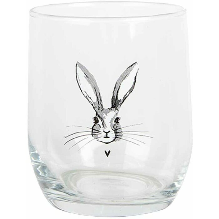 Clayre & Eef RUBGL0001 Pahar de băut Rabbit Transparent Ø 8x9 cm 300 ml