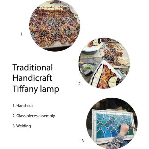 LumiLamp 5LL-5450 Lampă de masă Tiffany 23x23x38 cm E14 max 40W Bej