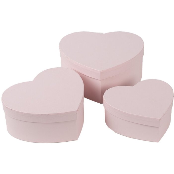 Clayre & Eef 66025 Set de cutii Heart Pink 3 dimensiuni Cutii de cadouri în stil rustic