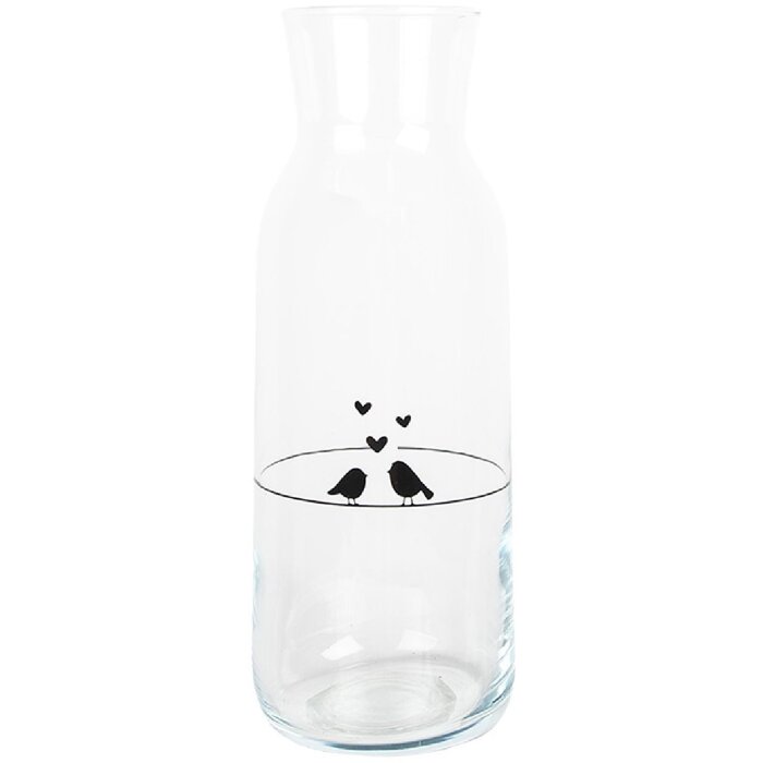 Clayre & Eef Carafe LBSGL0013 Sticlă 1000 ml motiv pasăre Ø 9x25 cm Transparent