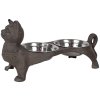 Clayre & Eef 6Y5641 Bol pentru hrănirea animalelor Brown Iron 39x15x19 cm 2x225 ml