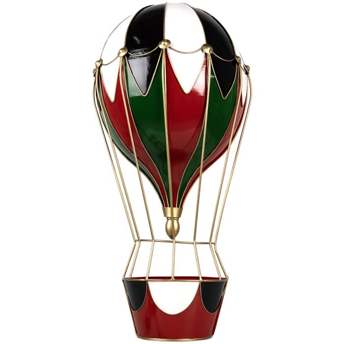 Clayre & Eef 5Y1260 Decorațiune Balon cu aer cald Metal Roșu Verde 31x16x63 cm