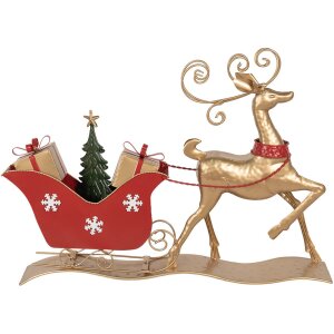 Clayre & Eef 5Y1263 Decorațiune Sleigh Brown Red Metal 70x12x49 cm