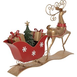 Clayre & Eef 5Y1263 Decorațiune Sleigh Brown Red Metal 70x12x49 cm