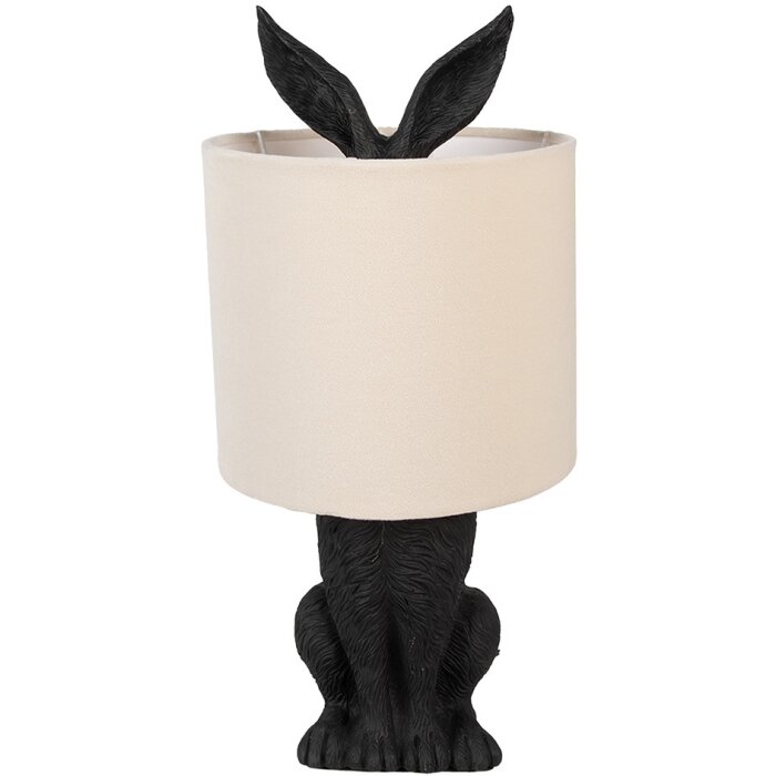 Clayre & Eef 6LMC0099ZVBE Lampă de masă Rabbit Black Beige Ø20x43cm E27 60W