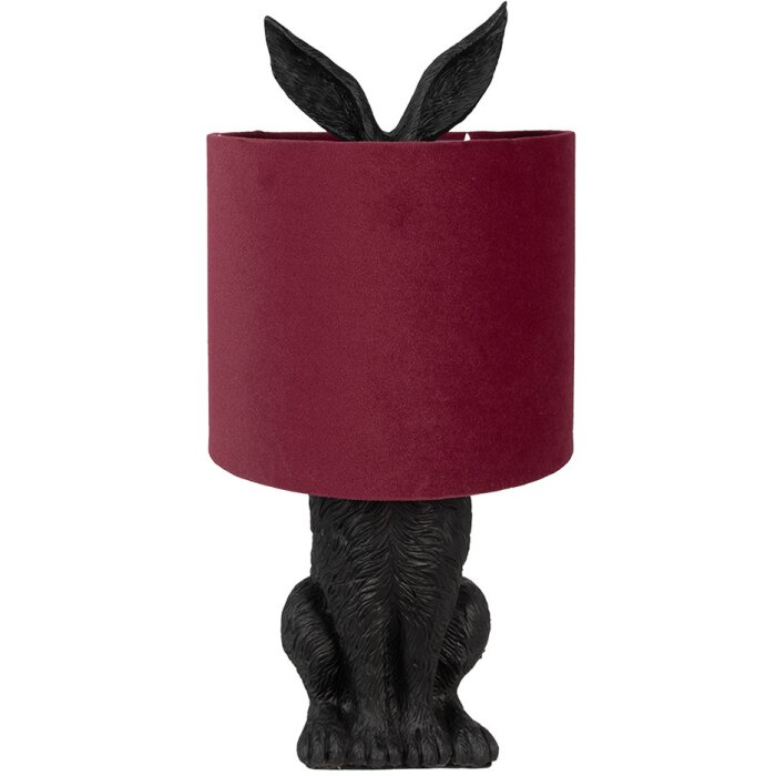 Clayre & Eef 6LMC0099ZVBU Lampă de masă Rabbit Black Red Ø 20x43 cm E27