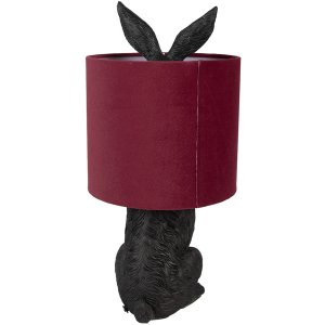 Clayre & Eef 6LMC0099ZVBU Lampă de masă Rabbit Black Red Ø 20x43 cm E27