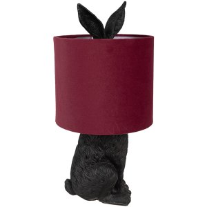 Clayre & Eef 6LMC0099ZVBU Lampă de masă Rabbit Black Red Ø 20x43 cm E27