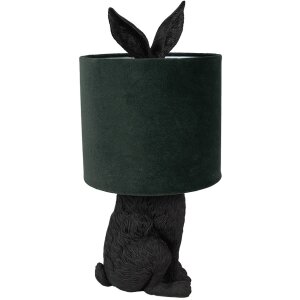 Clayre & Eef 6LMC0099ZVGR Lampă de masă Rabbit negru verde Ø20x43 cm E27 60W