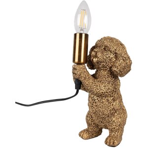 Clayre & Eef 6LMP792 Lampă de masă Dog Gold 11x13x23...