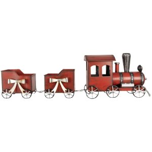 Clayre & Eef 6Y5632 Decorațiune Tren Roșu Metal 94x18x28 cm Stil rustic