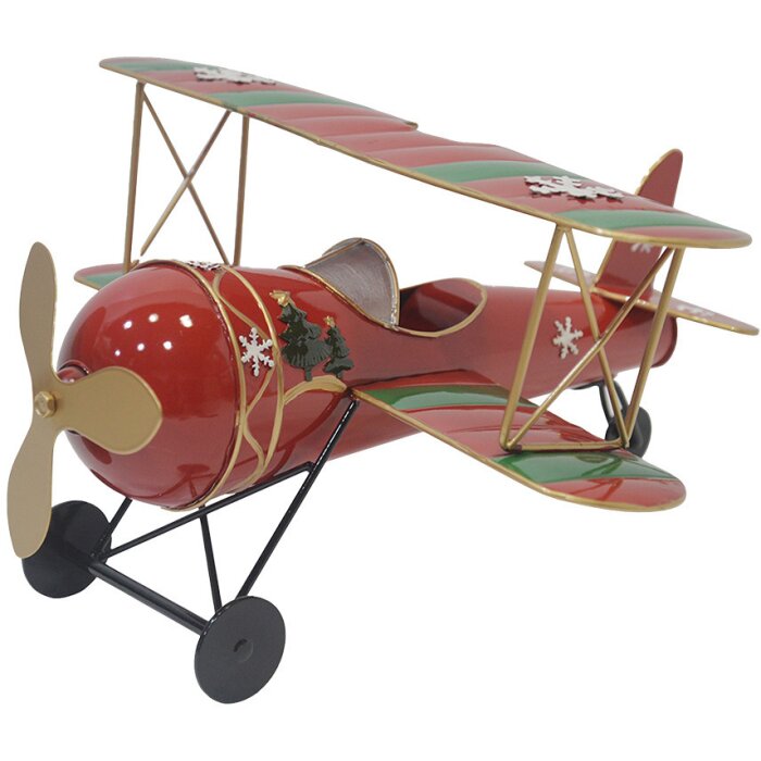 Clayre & Eef 6Y5634 Machetă avion roșu 41x37x21 cm Metal nostalgic