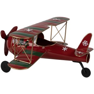 Clayre & Eef 6Y5634 Machetă avion roșu 41x37x21 cm Metal nostalgic