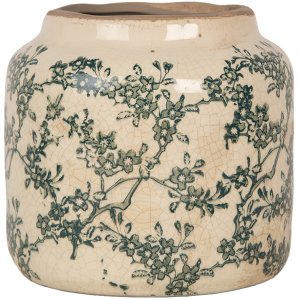 Clayre & Eef 6CE1975S Ghiveci de flori Ceramică bej verde Ø 15x14 cm