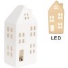 Clayre & Eef 6CE1792 LED Casă decorativă din porțelan alb 7x6x15 cm