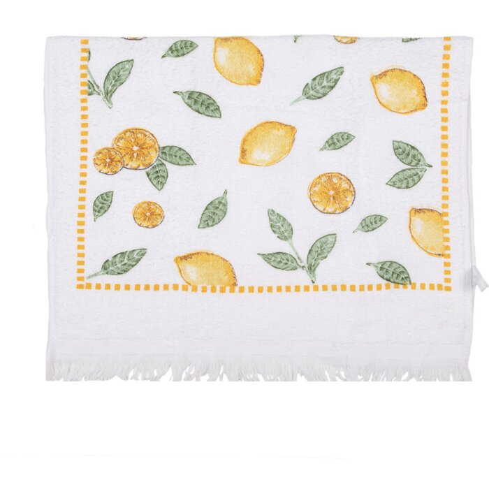 Clayre & Eef CTLEL-1 Prosop de oaspeți Lemon Design alb galben 40x66 cm