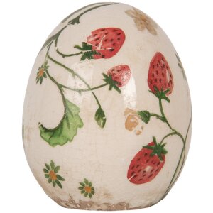 Clayre & Eef 6CE1919S Ou decorativ Ø 7x9 cm Ceramică bej roșu