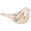 Clayre & Eef 6CE1953L Pasăre decorativă cu accente florale bej 25x10x13 cm