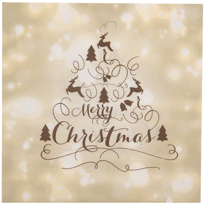 Clayre & Eef 73084 Șervețele de hârtie bej Merry Christmas 33x33 cm 20 bucăți