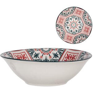 Clayre & Eef 6CEBO0164 Bol ceramic alb roșu Boho...