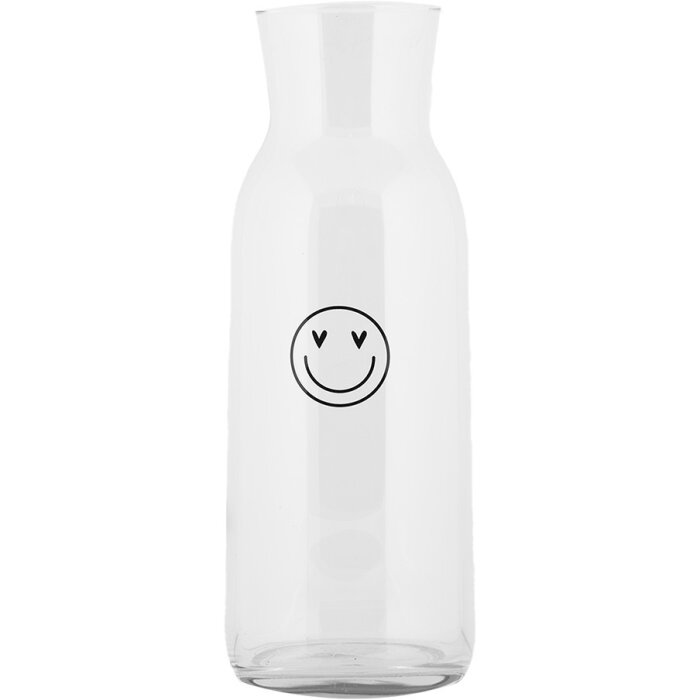 Clayre & Eef BHSGL0003 Carafe Sticlă transparentă Smiley 1000 ml Ø 9x25 cm