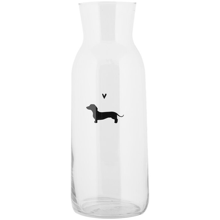 Clayre & Eef PWSGL0002 Carafe Sticlă Ø 9x25 cm 1000 ml Motiv teckel Transparent