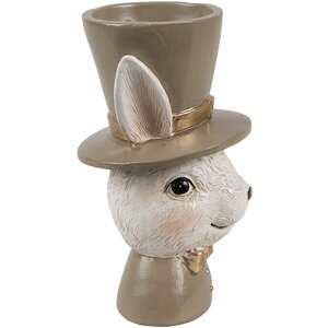 Clayre & Eef 6PR4401 Eggcup Rabbit Beige Brown 7x7x12 cm Stil rustic