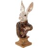 Clayre & Eef 6PR5498 Decorațiune bust iepure alb roșu 23x16x50 cm