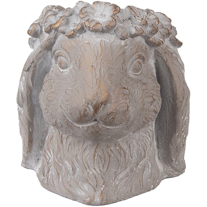 Clayre & Eef 6TE0556M Ghiveci de flori Rabbit Bej Aur 16x18x18 cm