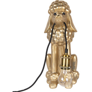 Clayre & Eef 6LMP793 Lampă de masă Poodle Gold 27x16x38 cm E27 60W