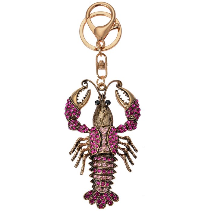 Juleeze JZKC0172 Breloc Lobster Gold Coloured Purple Rhinestones