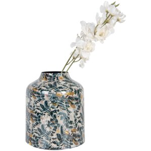 Clayre & Eef Vază decorativă Ø 18x21 cm Bej Verde Floral Fier Elegant