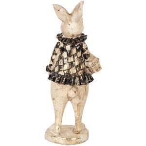 Clayre & Eef Decorative Rabbit 9x10x24 cm Bej Negru Polyresin Animal Figura