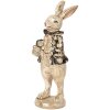 Clayre & Eef Decorative Rabbit 9x10x24 cm Bej Negru Polyresin Animal Figura