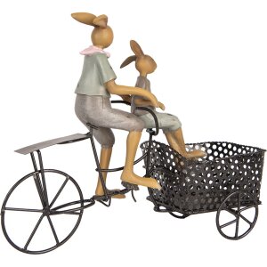 Clayre & Eef decorare iepure pe bicicletă stil țară 28x12x23 cm