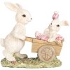 Clayre & Eef Figurină decorativă iepure cu cărucior bej 14x7x12 cm