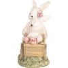 Clayre & Eef Figurină decorativă iepure cu cărucior bej 14x7x12 cm