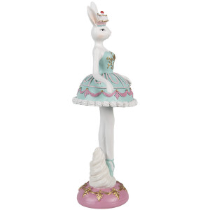 Clayre & Eef Figurină decorativă iepure balerin alb verde roz 9x8x23 cm