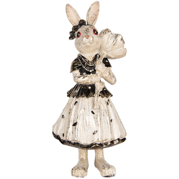 Clayre & Eef Decorative Rabbit Beige Black 13x11x30 cm Polyresin Easter Figurine