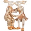 Clayre & Eef figurină decorativă cuplu iepure bej auriu 32x17x35 cm