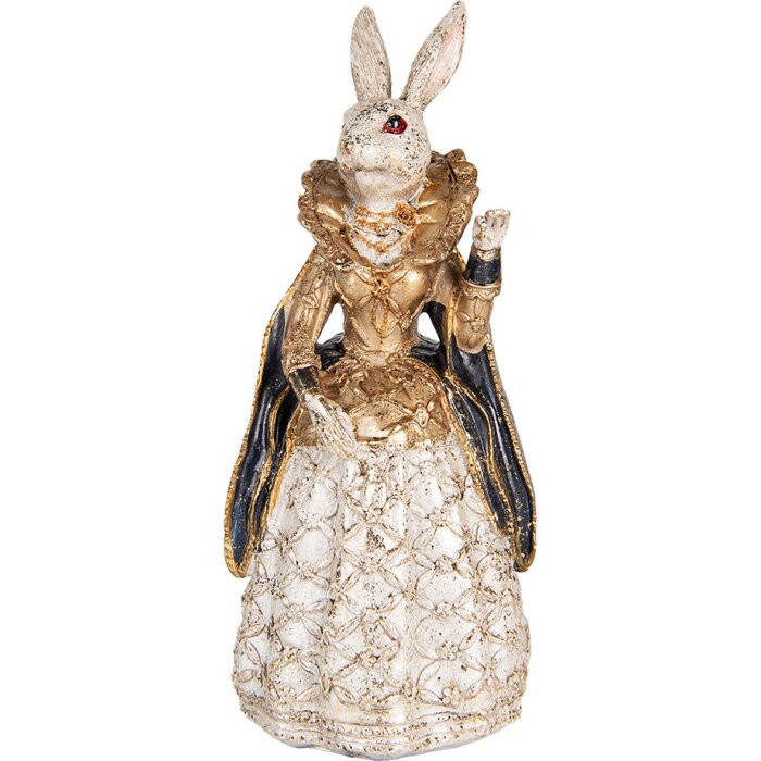 Clayre & Eef Decorative Rabbit Beige Gold 11x10x24 cm Polyresin Animal Figure