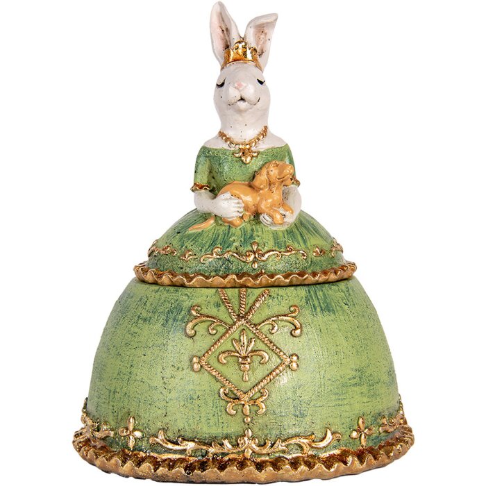 Clayre & Eef Cutie de bijuterii Rabbit Beige Green 18x15x24 cm